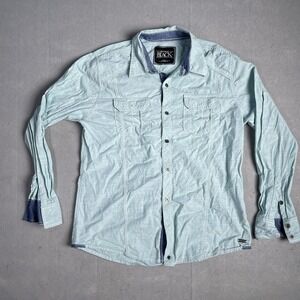 Buckle Black‎ Casual Button Front Long Sleeve Dress Shirt Men Slim Fit Large